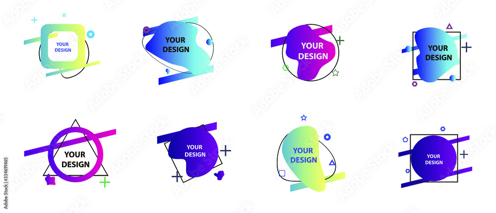 Poster set of abstract modern graphic elements. colorful vector gradient shapes composition. template for d