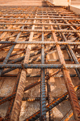 Steel reinforcement at the construction of a single-family house