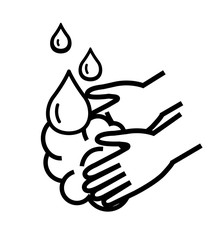 Washing hands with soap icon vector sign isolated on white