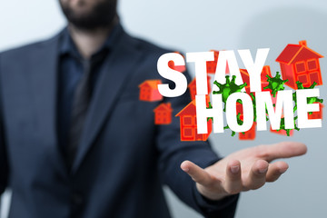 Stay home digital stay safe 3d.