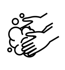 Washing line hands with soap washing hands with soap to prevent virus and bacteria vector illustration isolated on white background