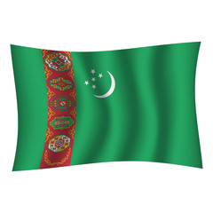 Turkmenistan flag background with cloth texture. Turkmenistan Flag vector illustration eps10. - Vector