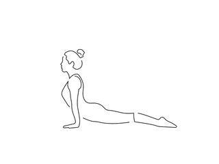 Woman practicing yoga isolated line drawing, vector illustration design. Health collection.