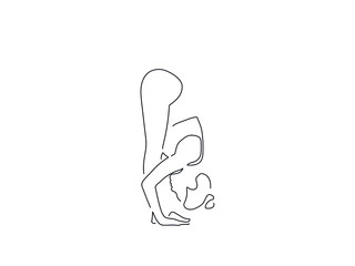 Woman practicing yoga isolated line drawing, vector illustration design. Health collection.