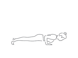 Woman practicing yoga isolated line drawing, vector illustration design. Health collection.