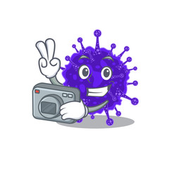 Nidovirales mascot design as a professional photographer working with camera