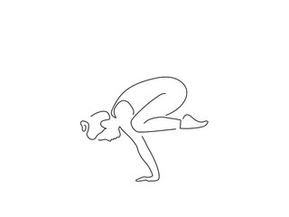 Woman practicing yoga isolated line drawing, vector illustration design. Health collection.