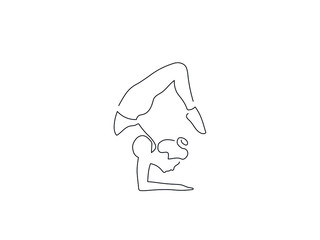Woman practicing yoga isolated line drawing, vector illustration design. Health collection.