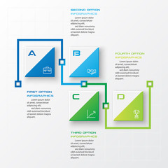 Business infographics template 4 steps with square,Element for design invitations,Vector illustration.