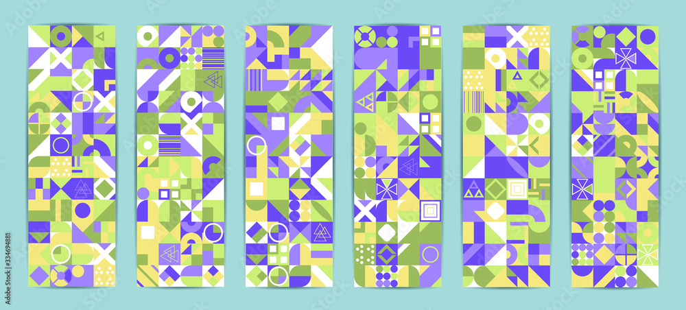 Poster retro pattern of different shapes. colorful vector mosaic backdrop. geometric hipster retro backgrou