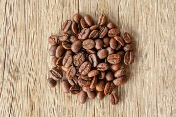 coffee beans on wooden background