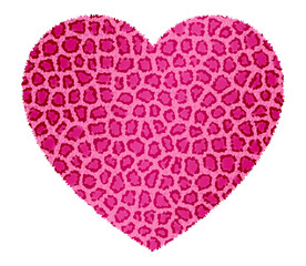 ヒョウ柄のハート（赤）