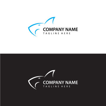 shark logo template design vector in isolated white background