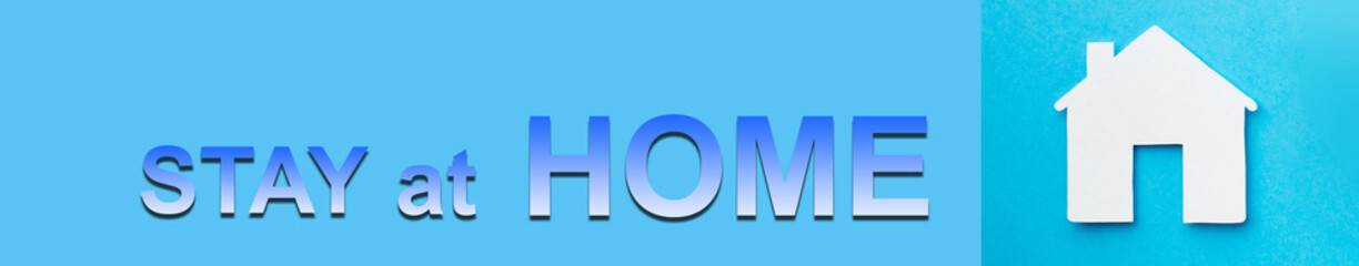 Fototapeta na wymiar Stay at Home web site header on blue background