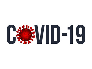 The word COVID-19 with Coronavirus icon., 2019-nCov novel coronavirus concept sign