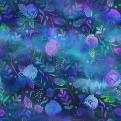 Holographic surreal ombre iridescent blend of purple green and blue with digital pattern overlay. Soft flowing surreal fantasy graphic design. Seamless repeat raster jpg pattern swatch.