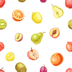 Seamless pattern with ripe fruits.