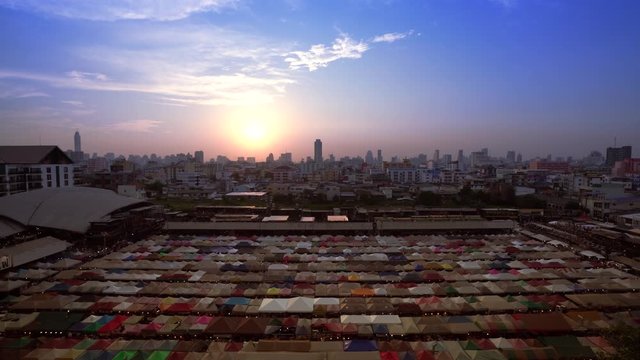 The train night market or "Rod Fai market" in Thai located on Ratchadapisek road in Bangkok downtown. 