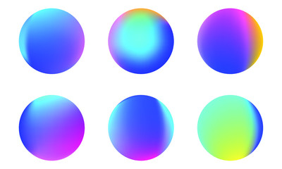 Set of round Vector Gradient. Multicolor Sphere. Modern abstract background texture. Template for design. Isolated objects