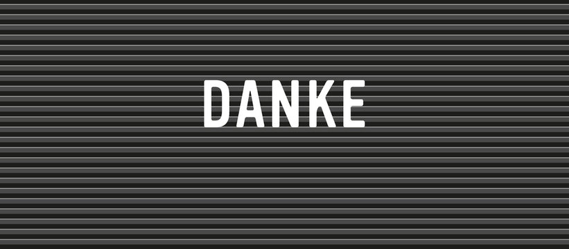 danke auf buchstaben tafel