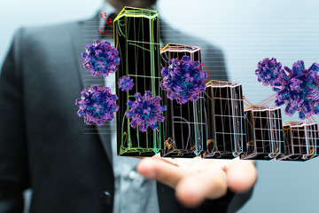 Financial stock graph has down from virus corona outbreak..