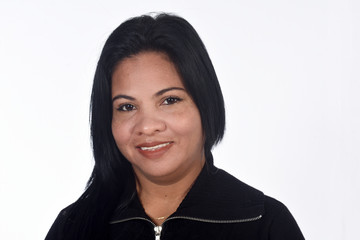 portrait of a woman on white background