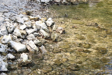 Clean water in a mountain lake.