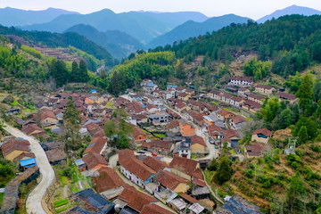Fototapeta na wymiar beautiful countryside landscape of China's ancient historic village in mountains