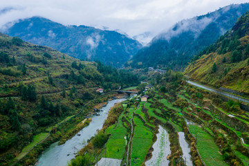 beautiful countryside landscape of China's ancient historic village in mountains