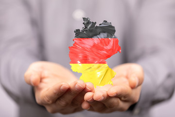 map of Germany. Wire frame 3D mesh polygonal network line, design.