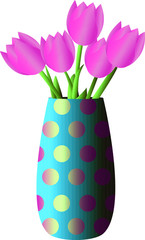 bouquet of tulips vase vector graphics