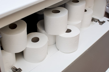 Paper rolls in bathroom furniture
