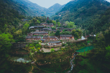 beautiful countryside landscape of China's ancient historic village in mountains