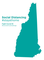 New Hampshire state map with Social Distancing stayathome tag
