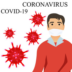 Vector of Coronavirus or COVID-19. The virus symptoms may include fever, cough, pneumonia and acute respiratory distress syndrome.