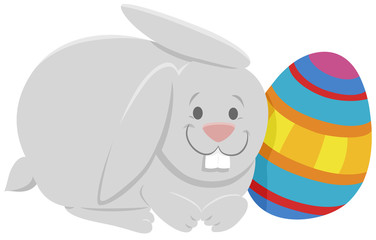 cartoon Easter bunny with colorful Easter egg