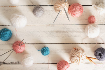 Incomplete knitting project with wooden needles