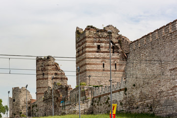The old walls of Emperor Theodosius for the defense of Constantinople, destroyed by the Seljuk Turks.