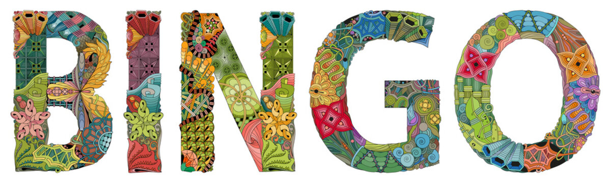 Word BINGO. Vector zentangle object for decoration