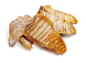 Dry young bamboo shoot on white background