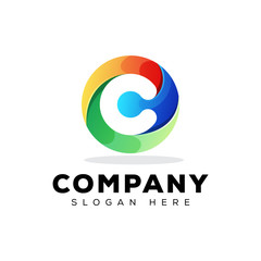 Obraz premium colorful initial letter C technology logo design vector template