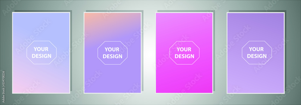 Poster set of abstract vector gradient backgrounds. colorful texture for your design. mobile app template