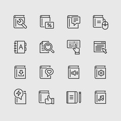 Book icon set in thin line style