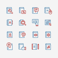 Book icon set in thin line style