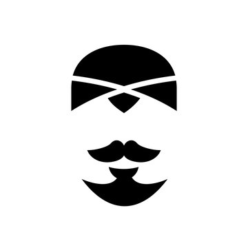 Indonesian men logo icon. Mustache, beard, hat and blangkon cap