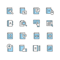 Book icon set in thin line style