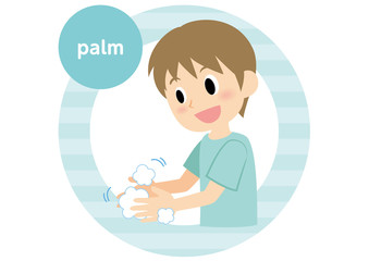 男性の手洗い　手のひら