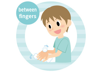 男性の手洗い　指の間