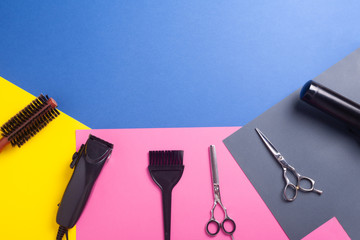 Barber haircuts and beauty salons banners flyers card template Inspired by fashion professional hairdresser tools