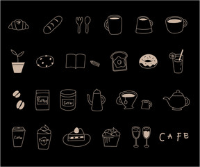 カフェの手描きイラストのセット かわいい シンプル ベクター Wall Mural Yugoro カフェの手描きイラストのセット かわいい シンプル ベクター Wall Mural Yugoro